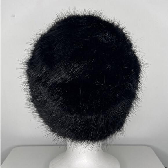 Vintage-Inspired Black Faux Fur Winter Hat Fleece Lined Cozy Warm unbranded main image 7